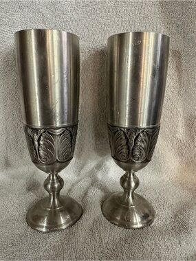 Tumasek Pewter 97% Ornate Metal Goblets - Set of 2